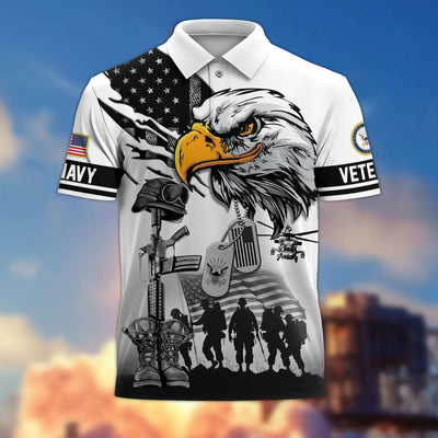 Premium US Veterans Polo Shirt, Gifts For US Veterans, Gifts On Memorial Day, Father's Day, Armed Forces Day, Veterans Day.