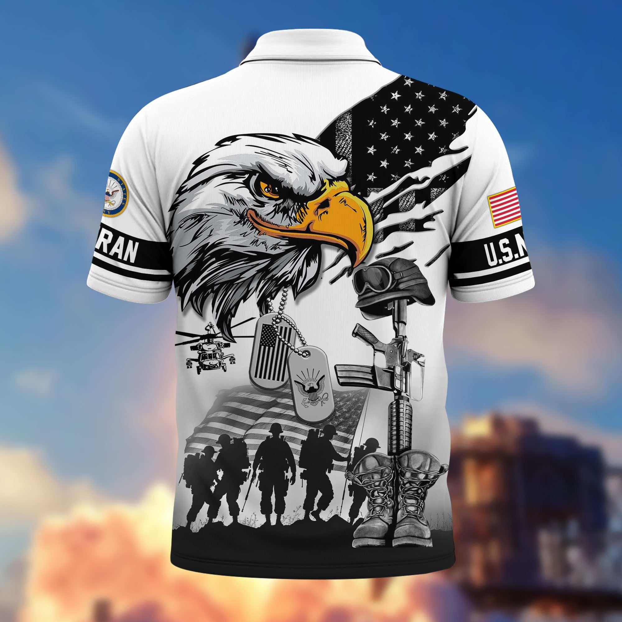 Premium US Veterans Polo Shirt, Gifts For US Veterans, Gifts On Memorial Day, Father's Day, Armed Forces Day, Veterans Day.