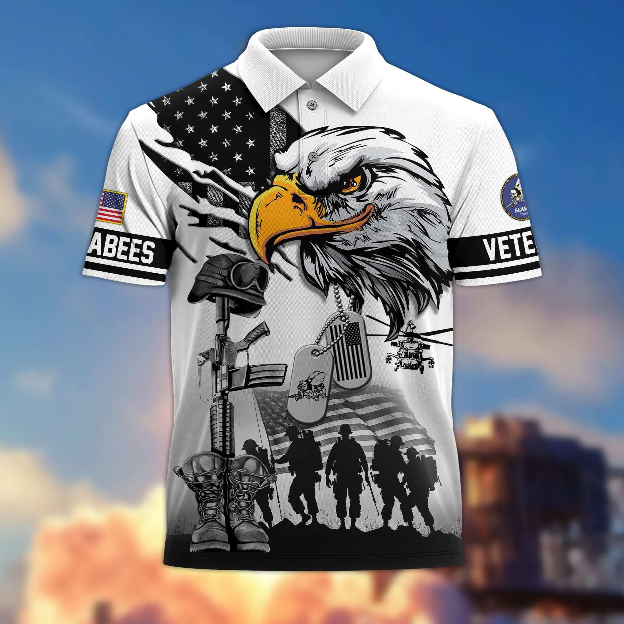 Premium US Veterans Polo Shirt, Gifts For US Veterans, Gifts On Memorial Day, Father's Day, Armed Forces Day, Veterans Day.