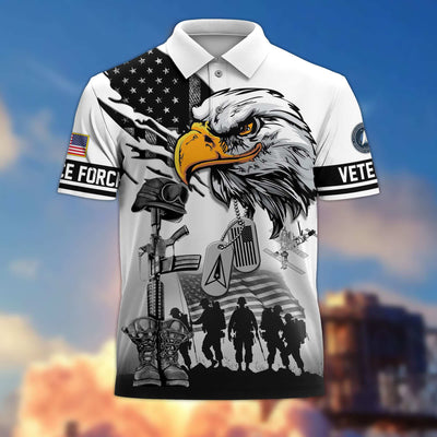 Premium US Veterans Polo Shirt, Gifts For US Veterans, Gifts On Memorial Day, Father's Day, Armed Forces Day, Veterans Day.