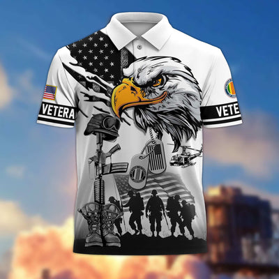 Premium US Veterans Polo Shirt, Gifts For US Veterans, Gifts On Memorial Day, Father's Day, Armed Forces Day, Veterans Day.