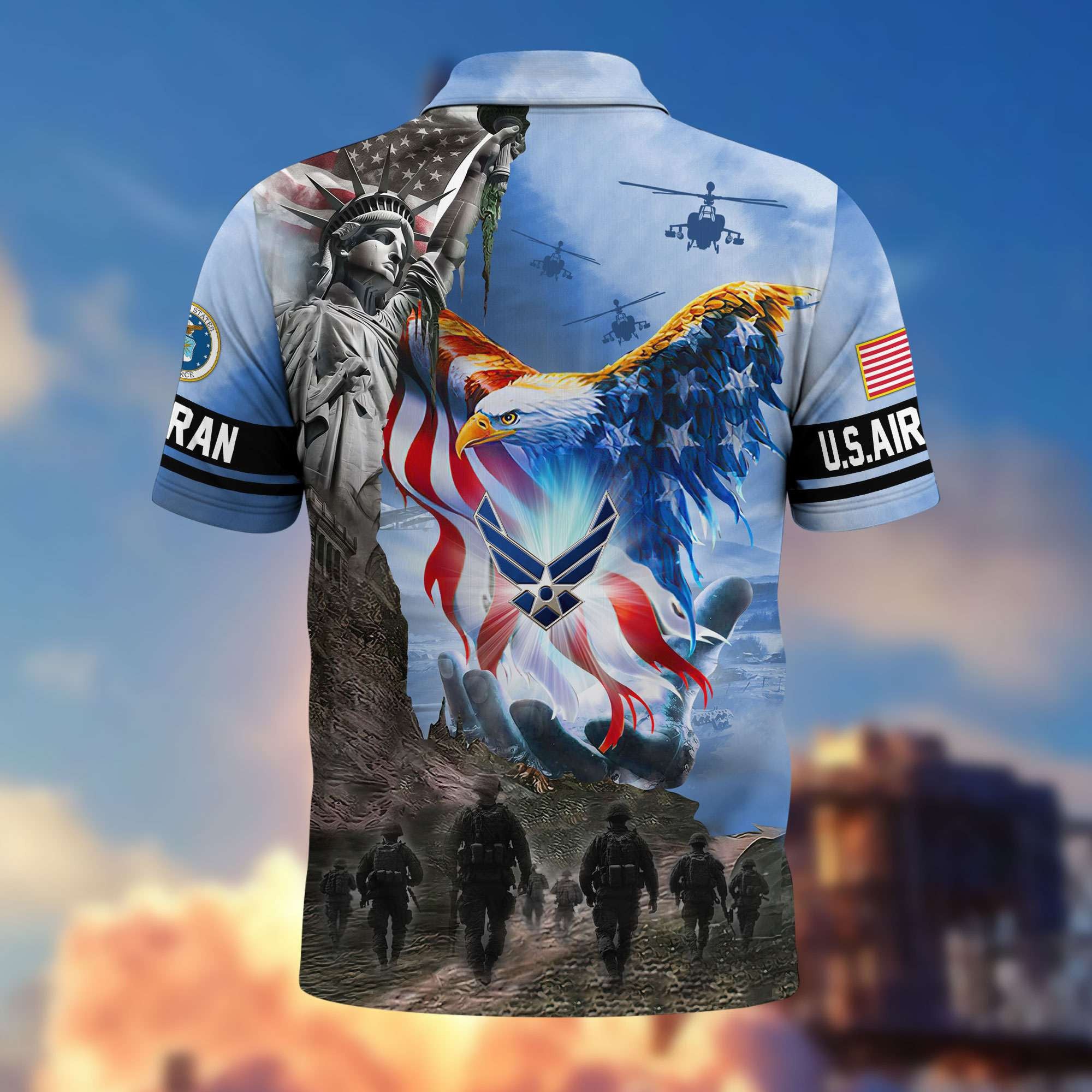 Premium US Veterans Polo Shirt, Gifts For US Veterans, Gifts On Memorial Day, Father's Day, Armed Forces Day, Veterans Day.