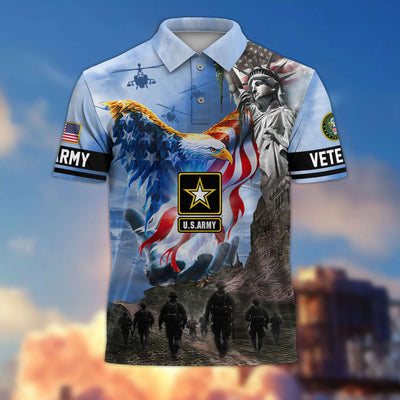 Premium US Veterans Polo Shirt, Gifts For US Veterans, Gifts On Memorial Day, Father's Day, Armed Forces Day, Veterans Day.