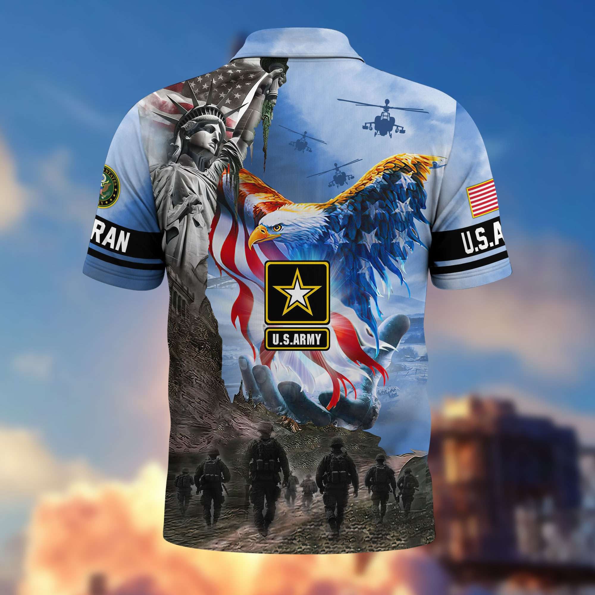 Premium US Veterans Polo Shirt, Gifts For US Veterans, Gifts On Memorial Day, Father's Day, Armed Forces Day, Veterans Day.