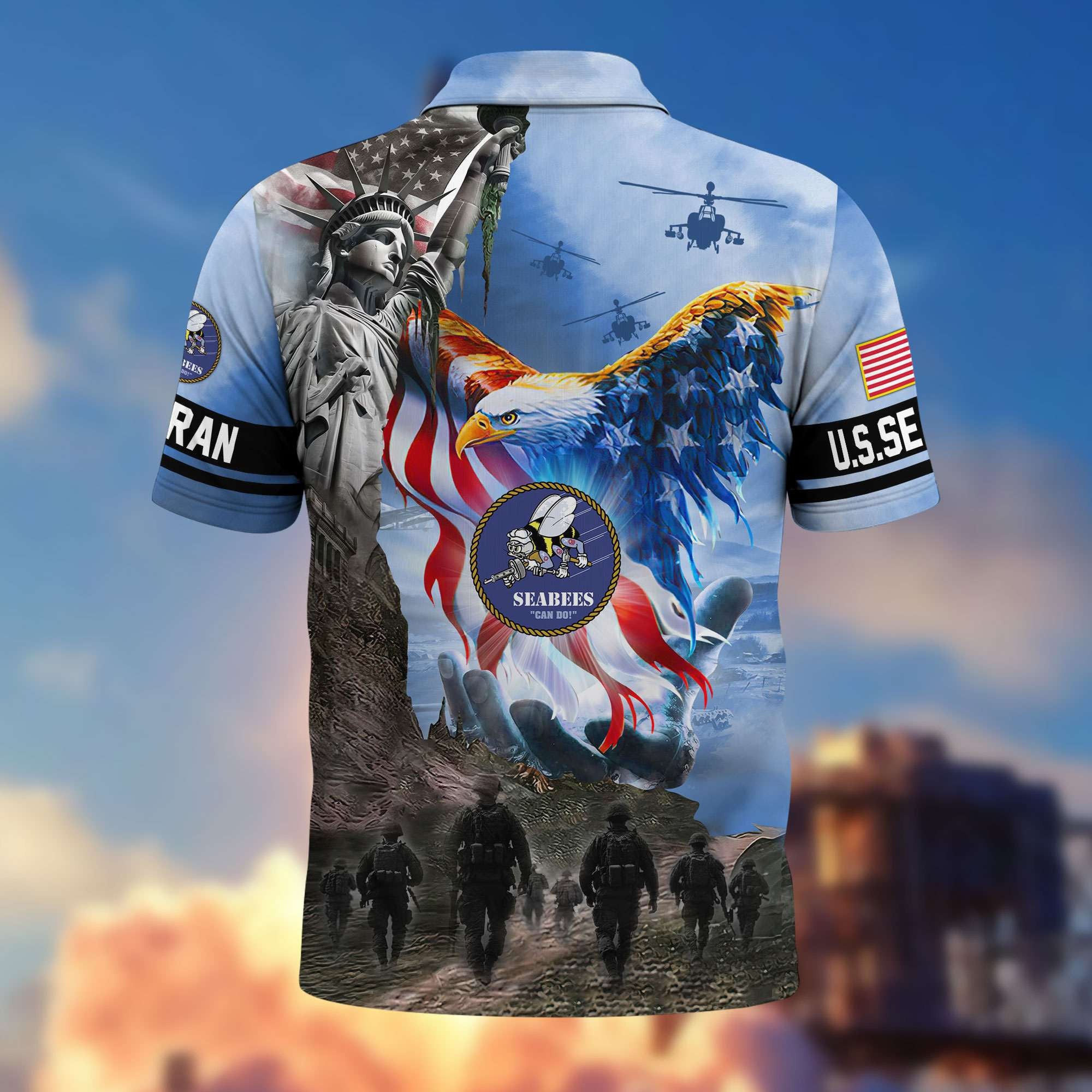 Premium US Veterans Polo Shirt, Gifts For US Veterans, Gifts On Memorial Day, Father's Day, Armed Forces Day, Veterans Day.