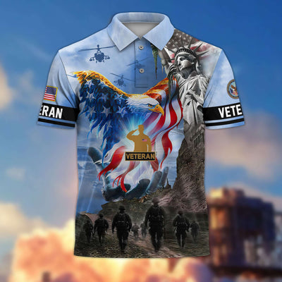 Premium US Veterans Polo Shirt, Gifts For US Veterans, Gifts On Memorial Day, Father's Day, Armed Forces Day, Veterans Day.