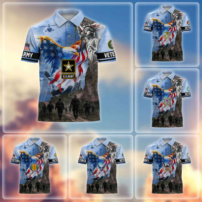 Premium US Veterans Polo Shirt, Gifts For US Veterans, Gifts On Memorial Day, Father's Day, Armed Forces Day, Veterans Day.