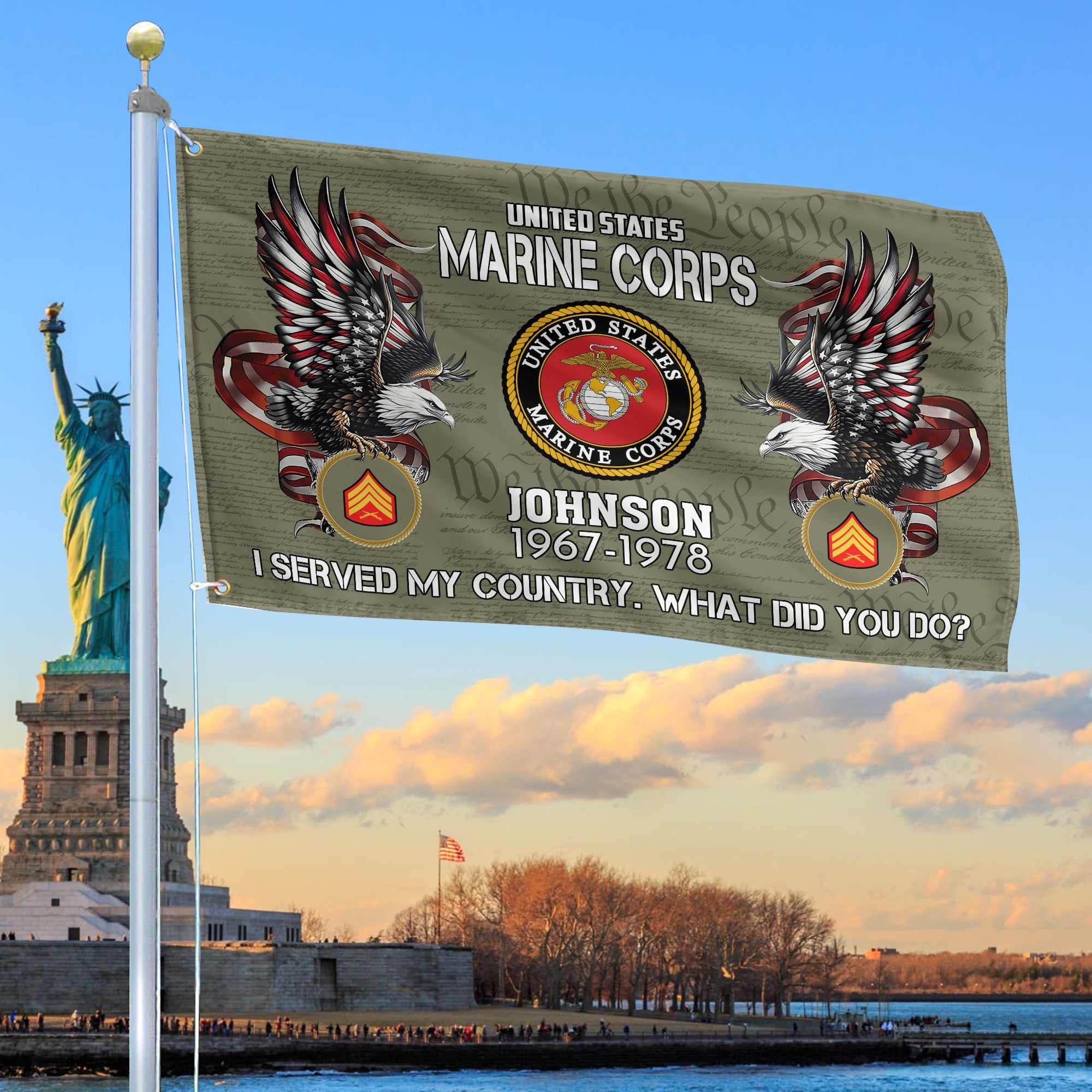Premium Custom USMC Grommet Flag, Gifts For Marine Veteran, Gifts For Dad, For Husband, Best Gifts On Father's Day, Armed Forces Day, Independence Day, Veterans Day.