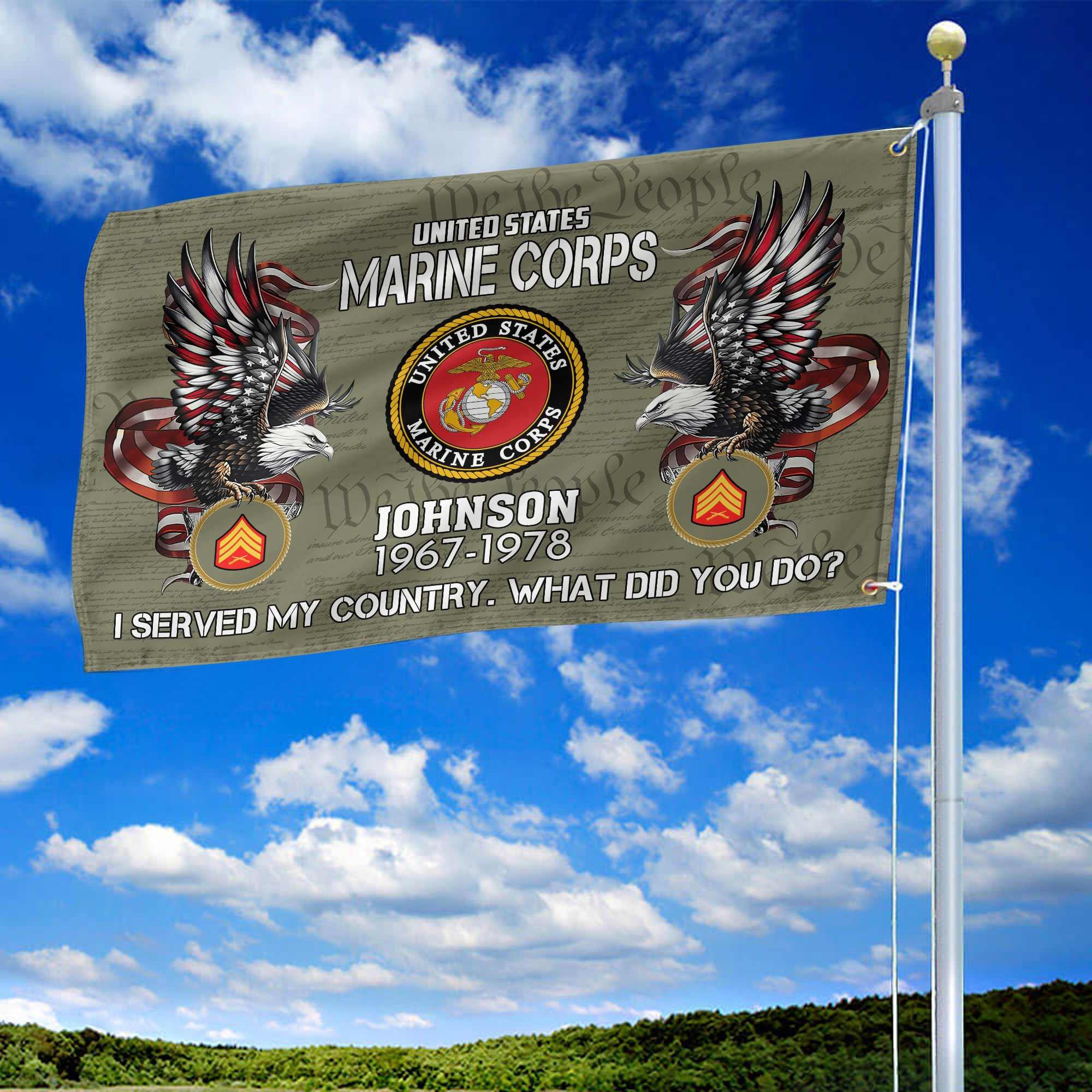 Premium Custom USMC Grommet Flag, Gifts For Marine Veteran, Gifts For Dad, For Husband, Best Gifts On Father's Day, Armed Forces Day, Independence Day, Veterans Day.