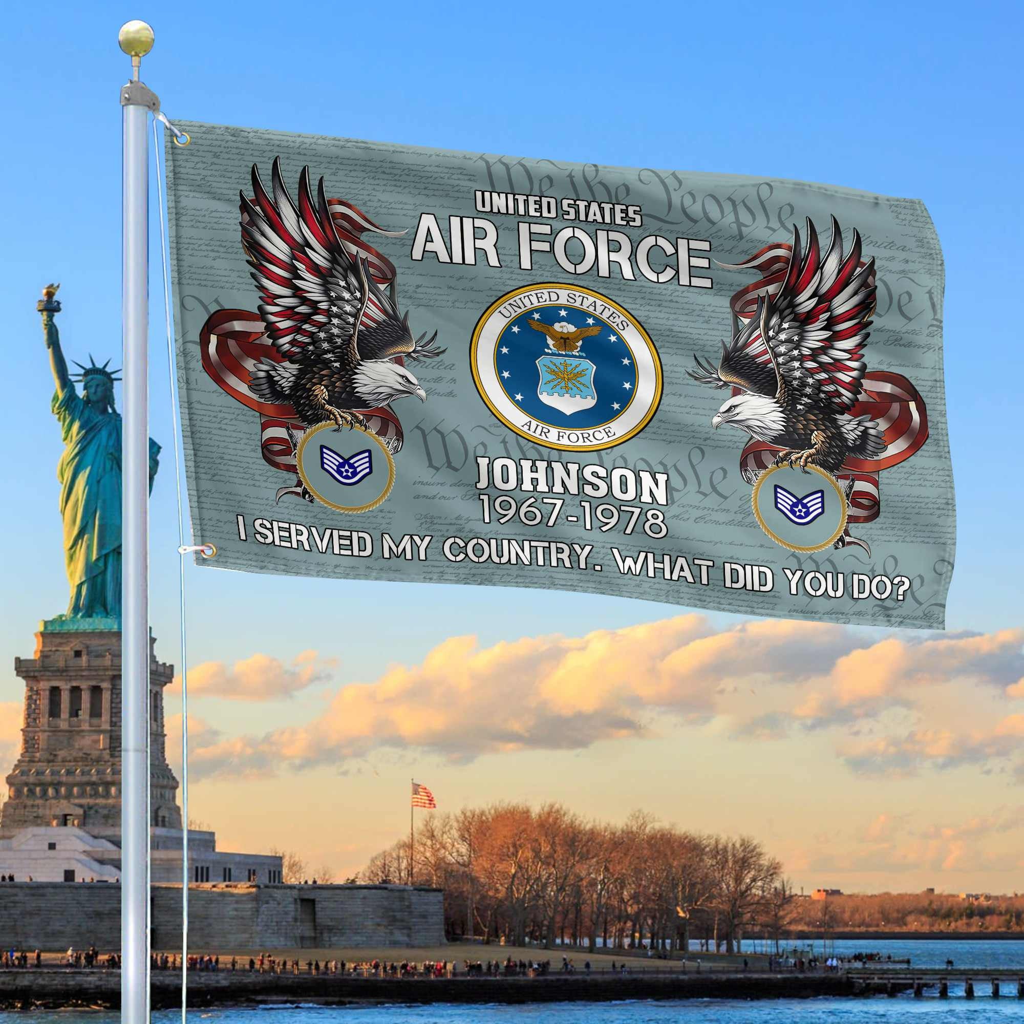 Premium Custom USAF Grommet Flag, Gifts For Air Force Veteran, Gifts For Dad, For Husband, Best Gifts On Father's Day, Armed Forces Day, Independence Day, Veterans Day.
