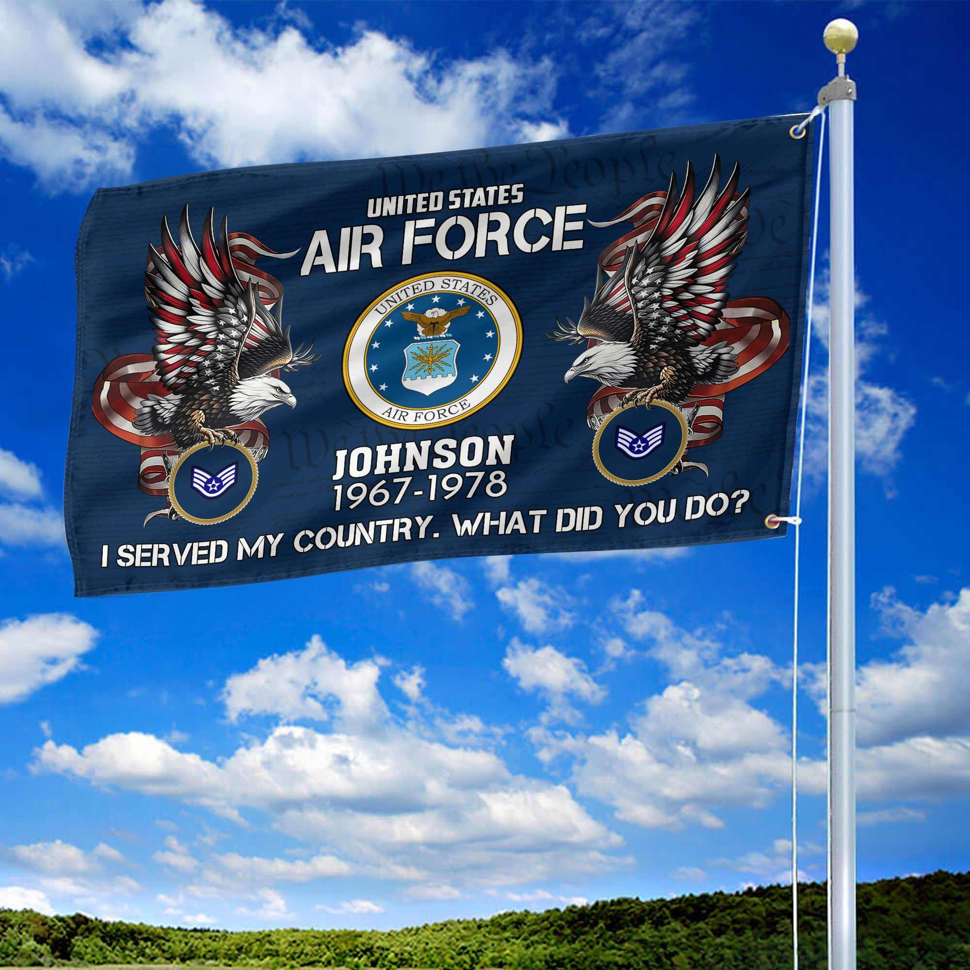 Premium Custom USAF Grommet Flag, Gifts For Air Force Veteran, Gifts For Dad, For Husband, Best Gifts On Father's Day, Armed Forces Day, Independence Day, Veterans Day.