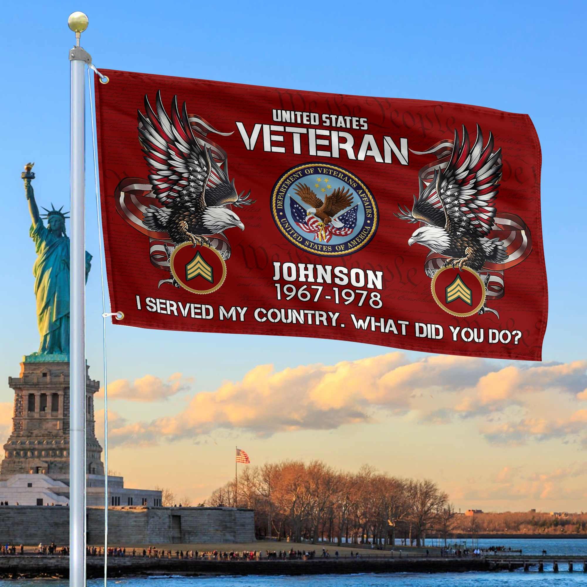 Premium Custom US Veteran Grommet Flag, Gifts For US Veteran, Gifts For Dad, For Husband, Best Gifts On Father's Day, Armed Forces Day, Independence Day, Veterans Day.