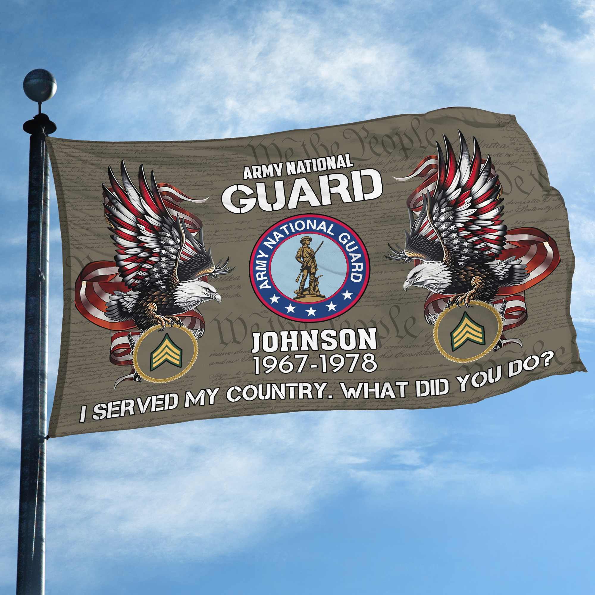 Premium Custom US Army National Guard Grommet Flag, Gifts For Army National Guard Veteran, Gifts For Dad, For Husband, Best Gifts On Father's Day, Armed Forces Day, Independence Day, Veterans Day.