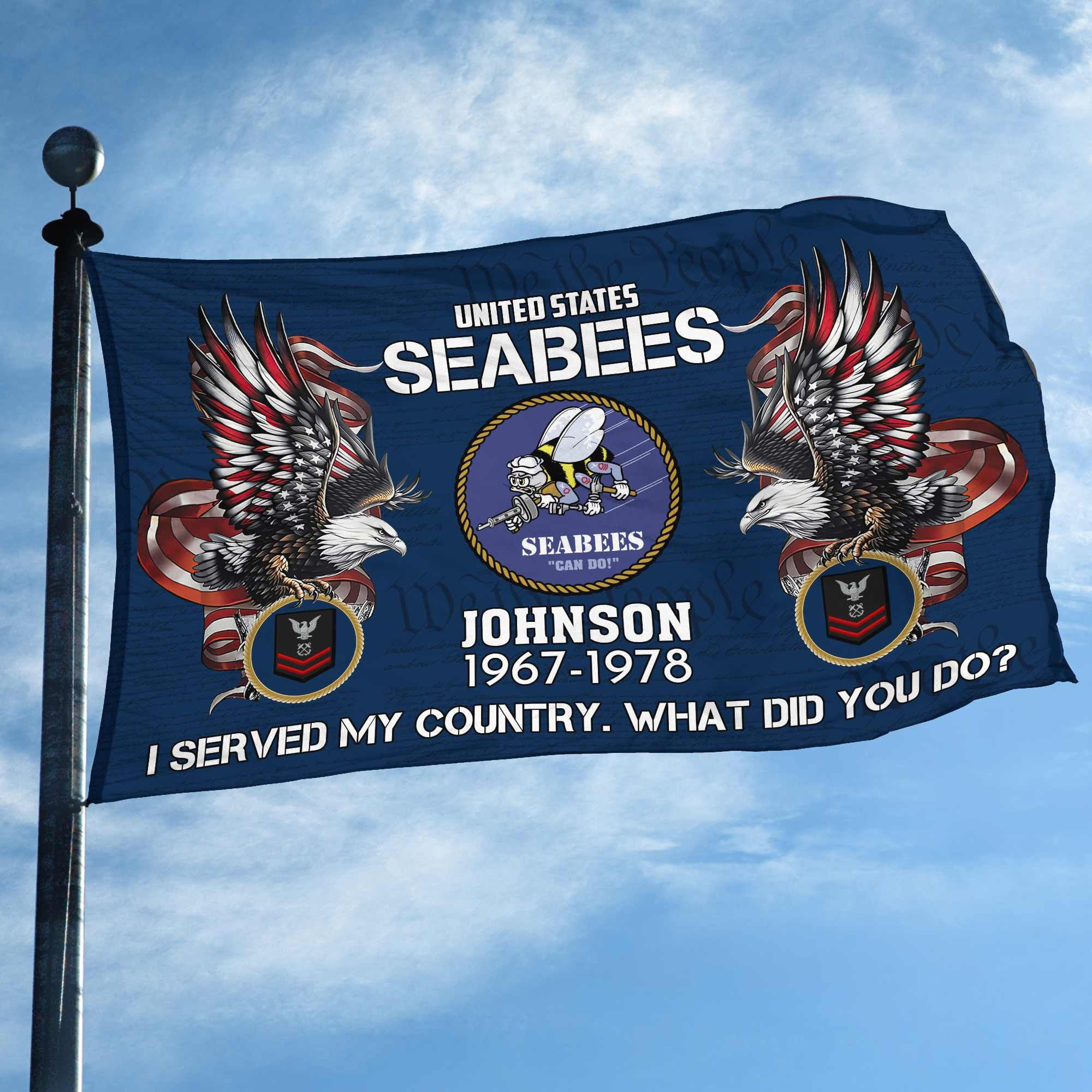 Premium Custom US Seabees Grommet Flag, Gifts For Seabees Veteran, Gifts For Dad, For Husband, Best Gifts On Father's Day, Armed Forces Day, Independence Day, Veterans Day.