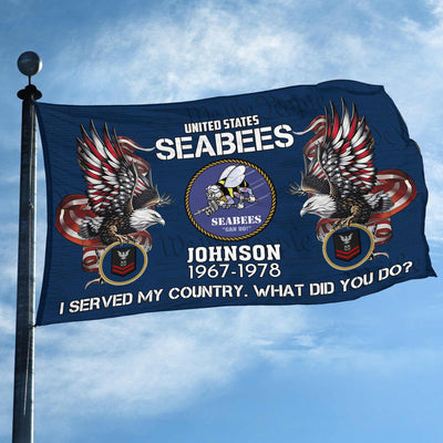 Premium Custom US Seabees Grommet Flag, Gifts For Seabees Veteran, Gifts For Dad, For Husband, Best Gifts On Father's Day, Armed Forces Day, Independence Day, Veterans Day.