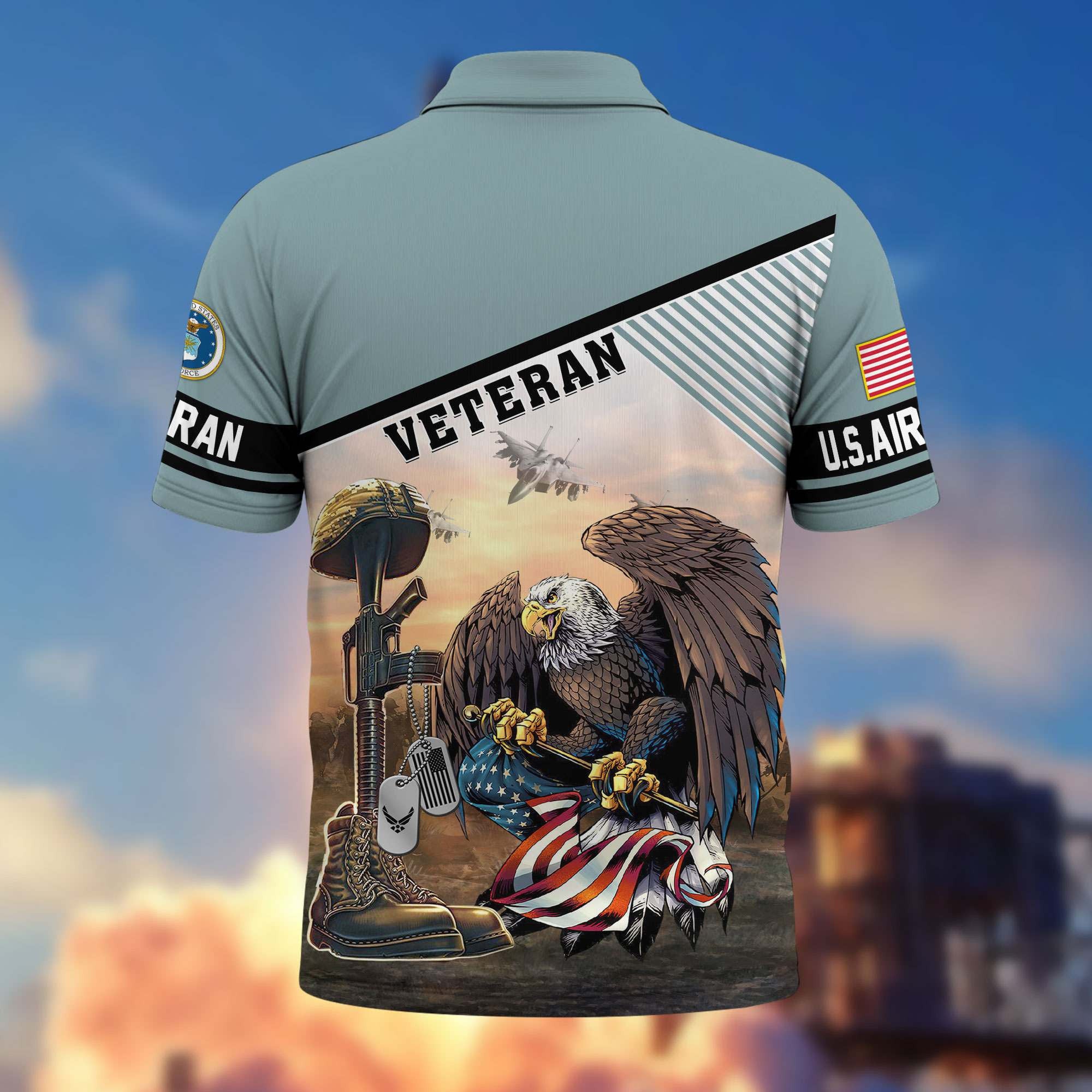 Premium US Veterans Polo Shirt, Gifts For US Veterans, Gifts On Memorial Day, Father's Day, Armed Forces Day, Veterans Day.