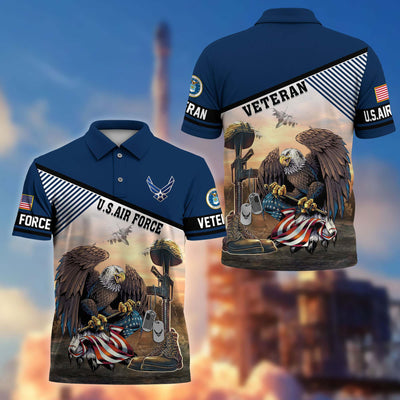 Premium US Veterans Polo Shirt, Gifts For US Veterans, Gifts On Memorial Day, Father's Day, Armed Forces Day, Veterans Day.