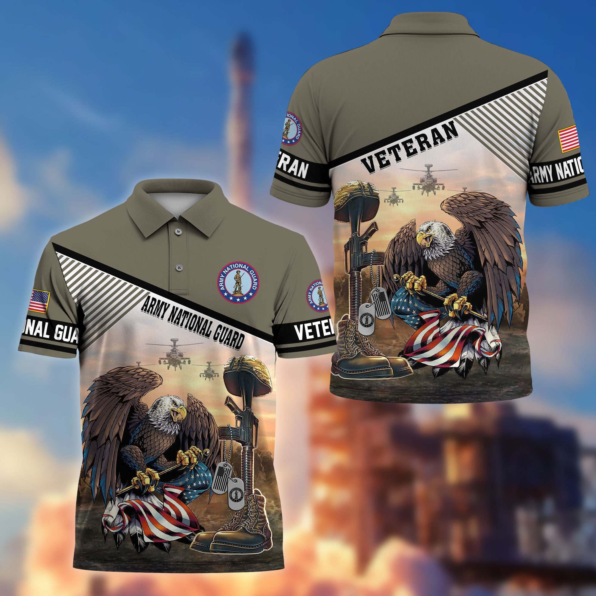 Premium US Veterans Polo Shirt, Gifts For US Veterans, Gifts On Memorial Day, Father's Day, Armed Forces Day, Veterans Day.