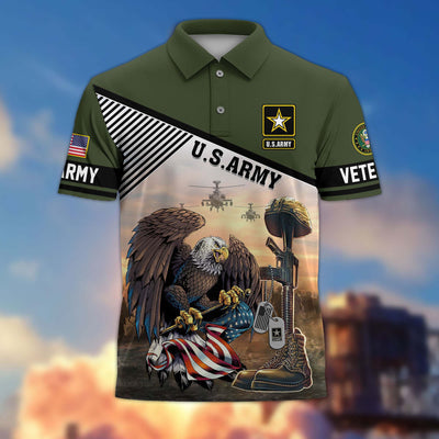 Premium US Veterans Polo Shirt, Gifts For US Veterans, Gifts On Memorial Day, Father's Day, Armed Forces Day, Veterans Day.