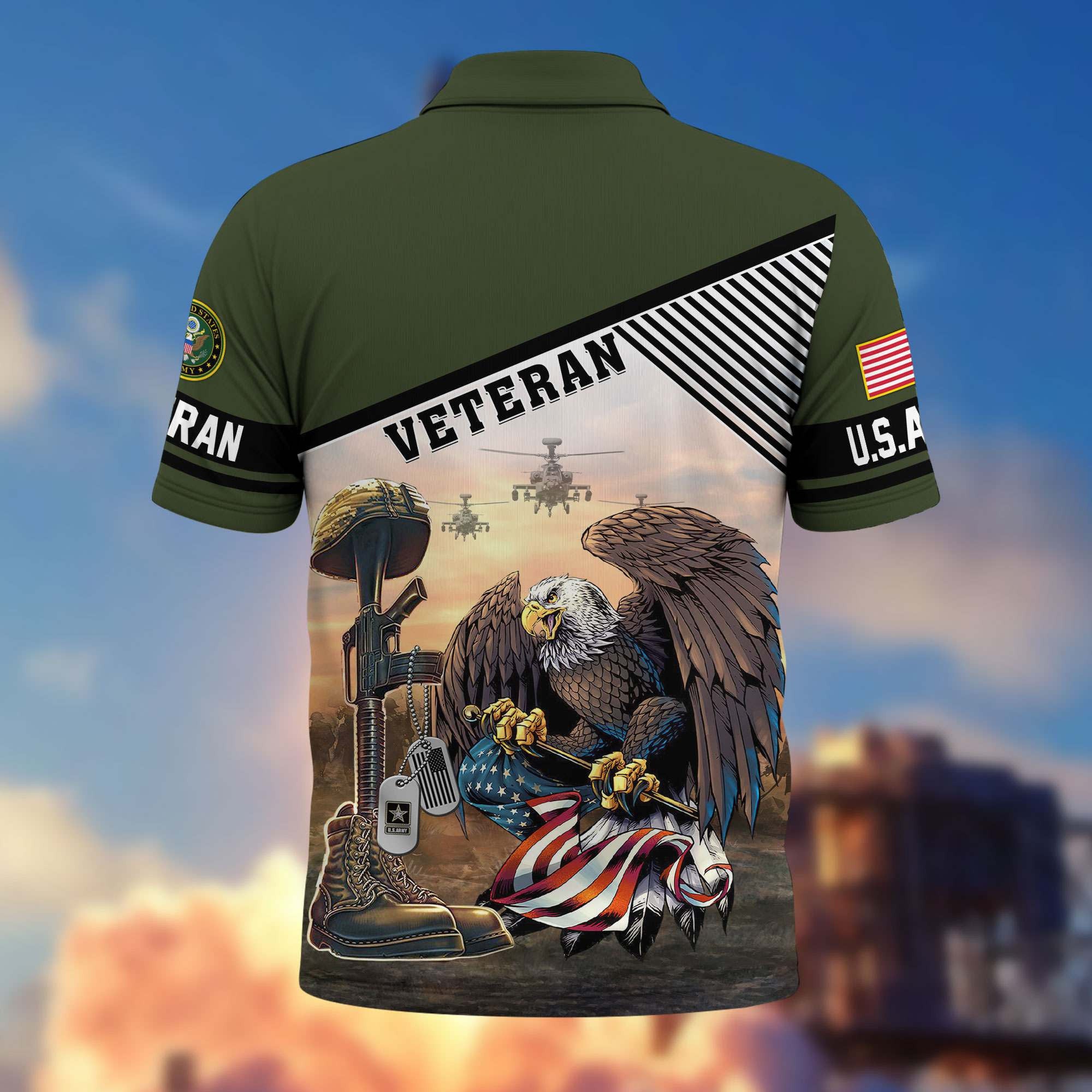 Premium US Veterans Polo Shirt, Gifts For US Veterans, Gifts On Memorial Day, Father's Day, Armed Forces Day, Veterans Day.