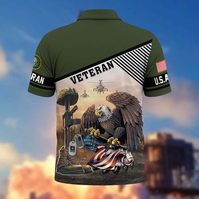 Premium US Veterans Polo Shirt, Gifts For US Veterans, Gifts On Memorial Day, Father's Day, Armed Forces Day, Veterans Day.