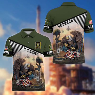 Premium US Veterans Polo Shirt, Gifts For US Veterans, Gifts On Memorial Day, Father's Day, Armed Forces Day, Veterans Day.