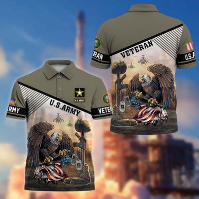 Premium US Veterans Polo Shirt, Gifts For US Veterans, Gifts On Memorial Day, Father's Day, Armed Forces Day, Veterans Day.