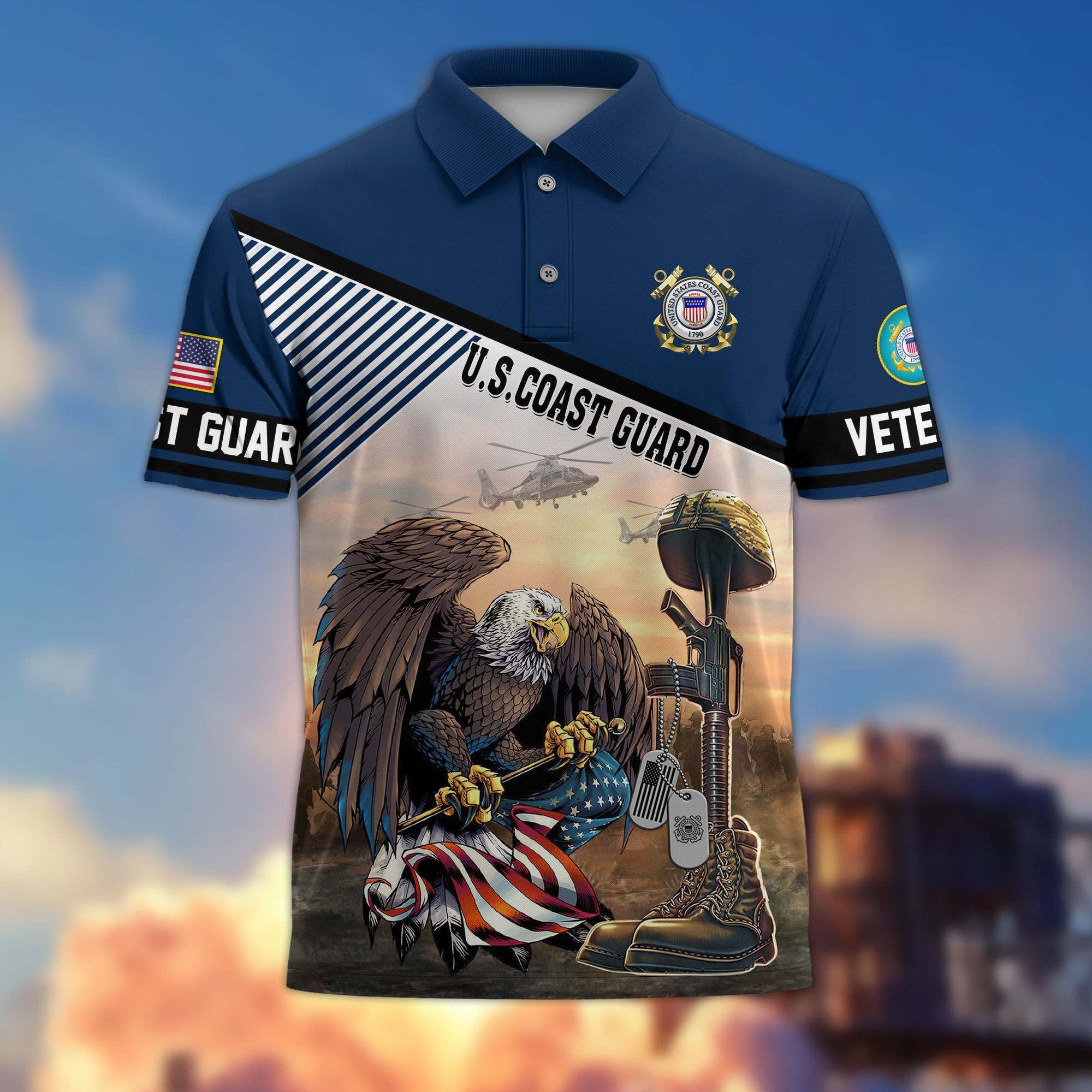 Premium US Veterans Polo Shirt, Gifts For US Veterans, Gifts On Memorial Day, Father's Day, Armed Forces Day, Veterans Day.