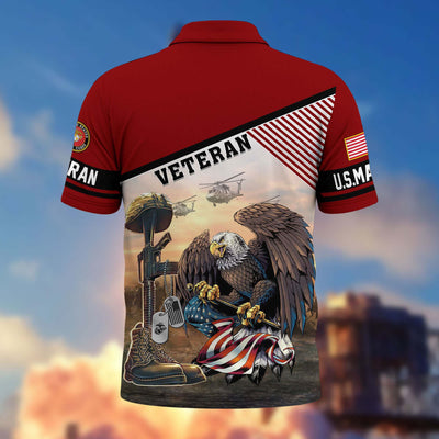 Premium US Veterans Polo Shirt, Gifts For US Veterans, Gifts On Memorial Day, Father's Day, Armed Forces Day, Veterans Day.