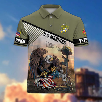 Premium US Veterans Polo Shirt, Gifts For US Veterans, Gifts On Memorial Day, Father's Day, Armed Forces Day, Veterans Day.
