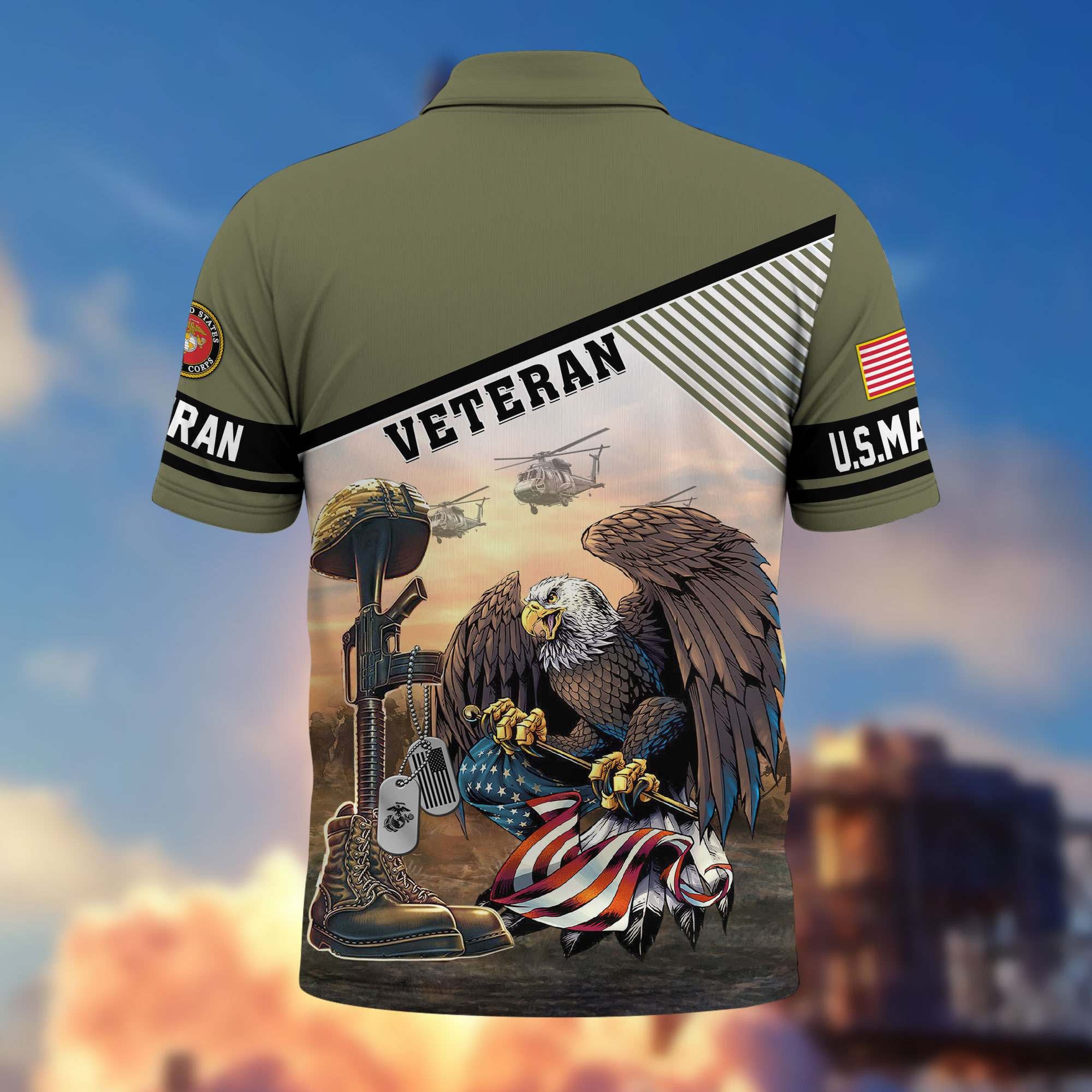 Premium US Veterans Polo Shirt, Gifts For US Veterans, Gifts On Memorial Day, Father's Day, Armed Forces Day, Veterans Day.