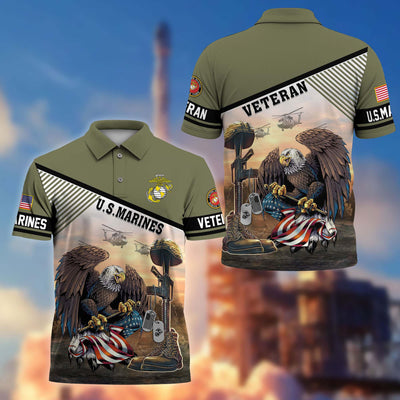 Premium US Veterans Polo Shirt, Gifts For US Veterans, Gifts On Memorial Day, Father's Day, Armed Forces Day, Veterans Day.
