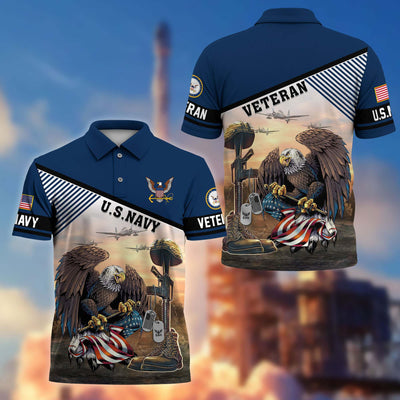 Premium US Veterans Polo Shirt, Gifts For US Veterans, Gifts On Memorial Day, Father's Day, Armed Forces Day, Veterans Day.