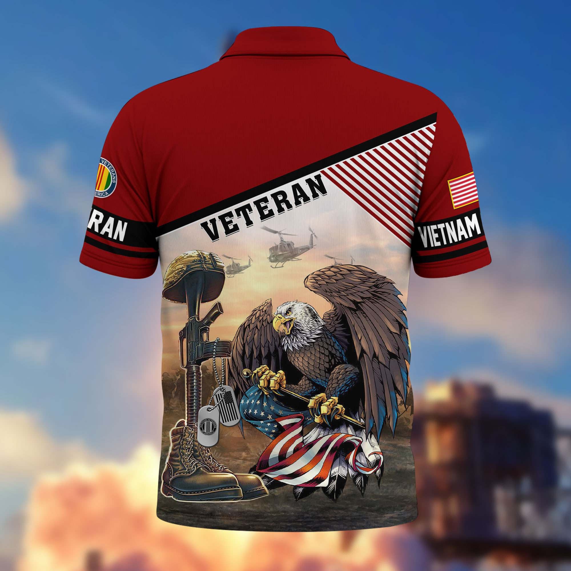 Premium US Veterans Polo Shirt, Gifts For US Veterans, Gifts On Memorial Day, Father's Day, Armed Forces Day, Veterans Day.