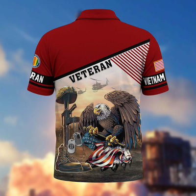 Premium US Veterans Polo Shirt, Gifts For US Veterans, Gifts On Memorial Day, Father's Day, Armed Forces Day, Veterans Day.