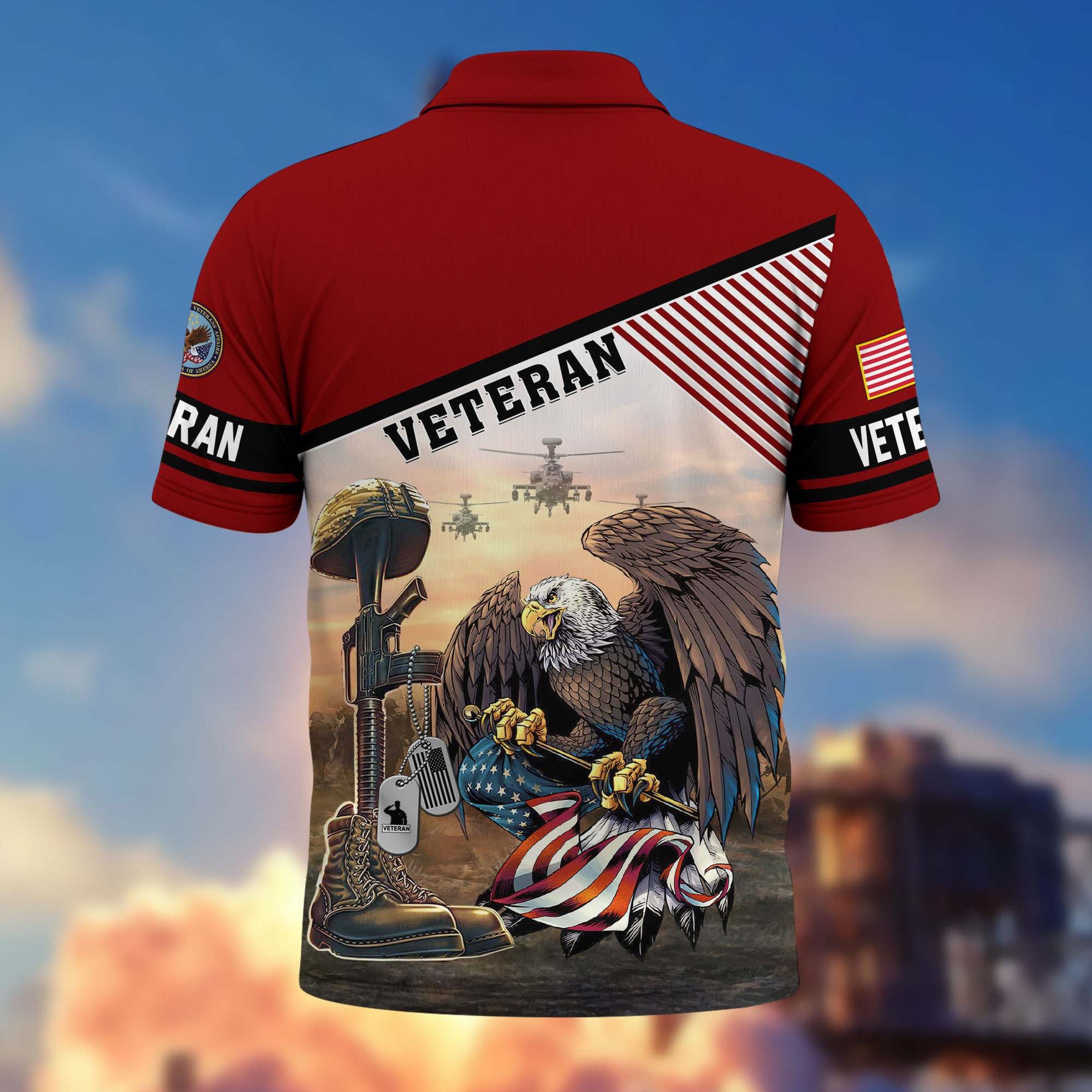 Premium US Veterans Polo Shirt, Gifts For US Veterans, Gifts On Memorial Day, Father's Day, Armed Forces Day, Veterans Day.