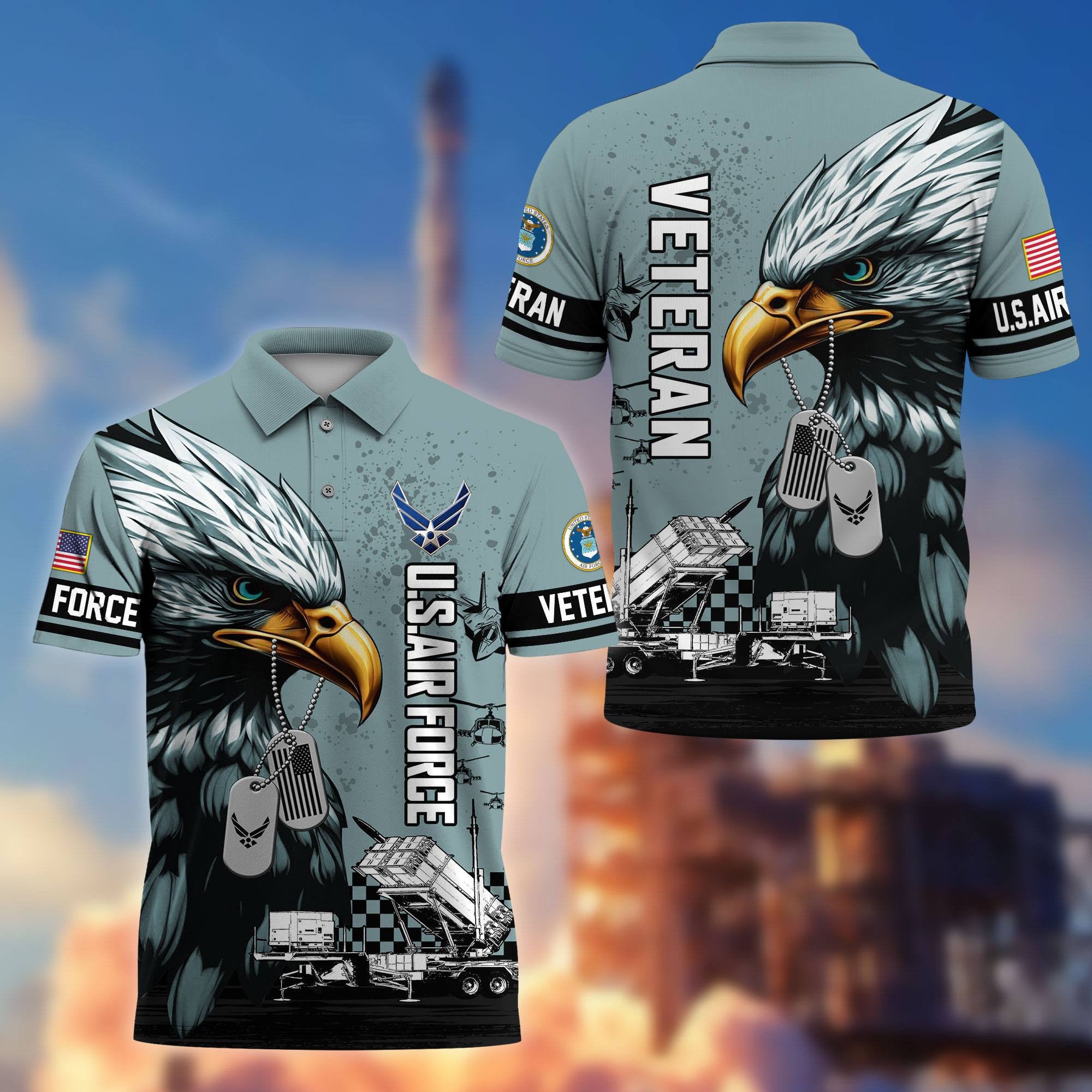 Premium US Veterans Polo Shirt, Gifts For US Veterans, Gifts On Memorial Day, Father's Day, Armed Forces Day, Veterans Day.