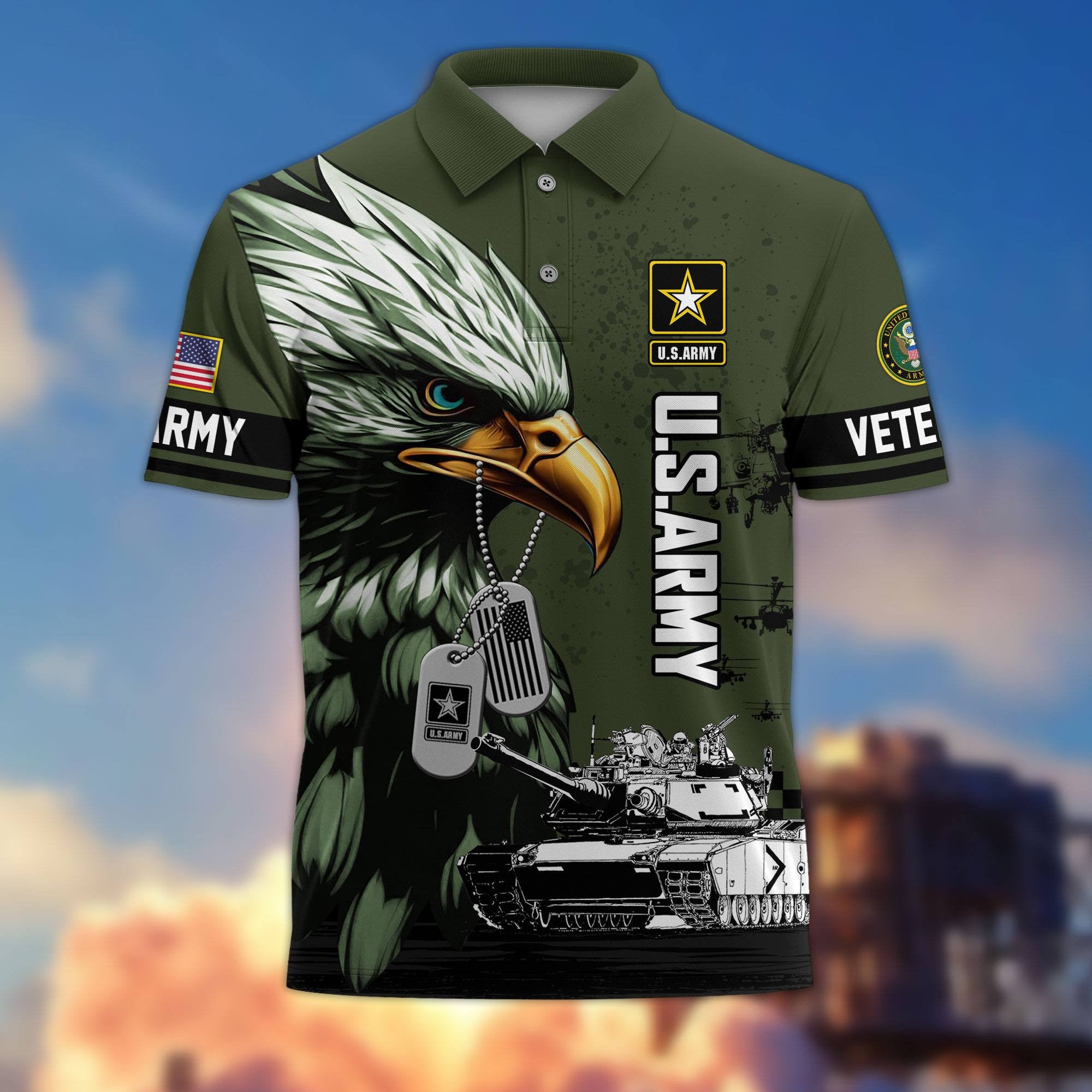 Premium US Veterans Polo Shirt, Gifts For US Veterans, Gifts On Memorial Day, Father's Day, Armed Forces Day, Veterans Day.