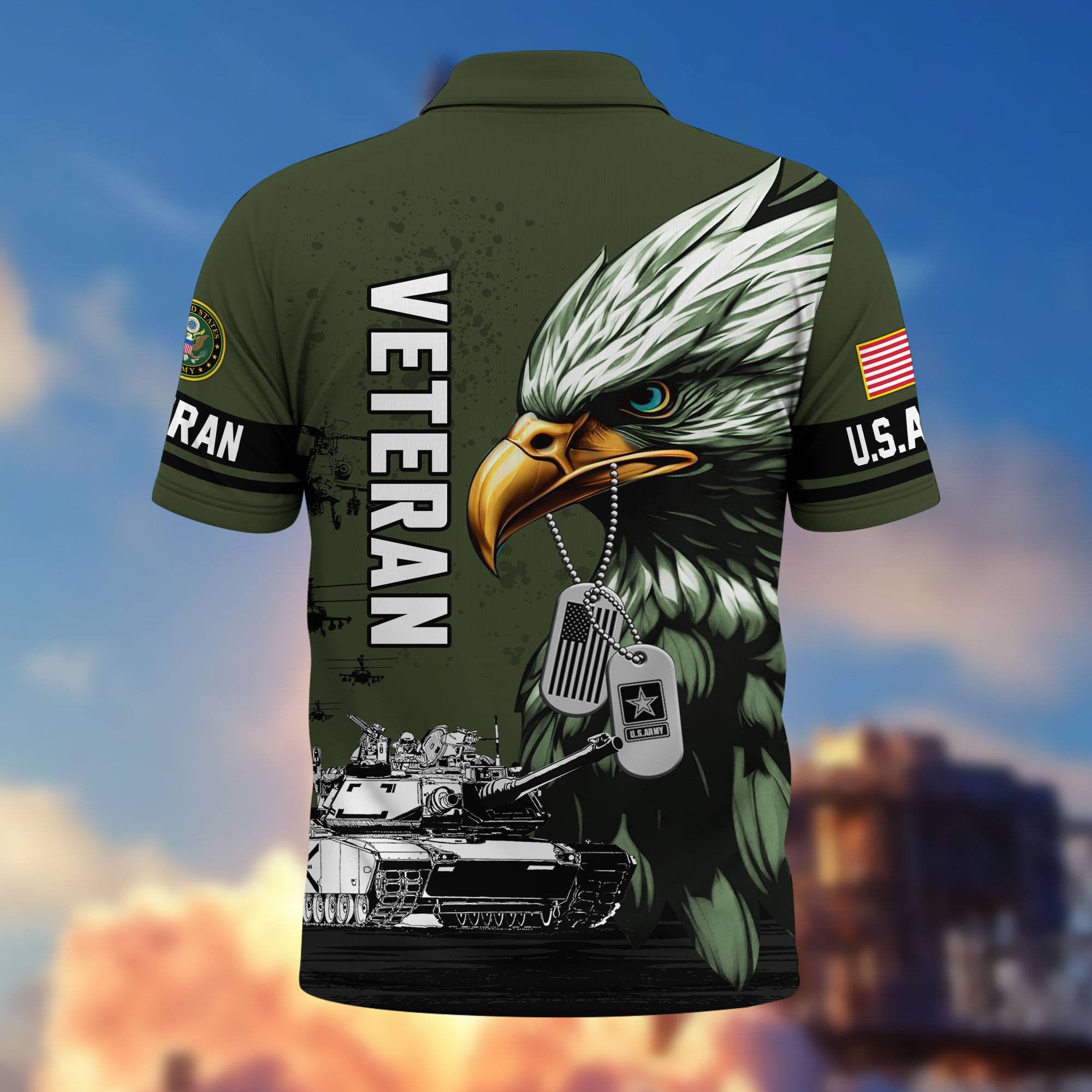 Premium US Veterans Polo Shirt, Gifts For US Veterans, Gifts On Memorial Day, Father's Day, Armed Forces Day, Veterans Day.