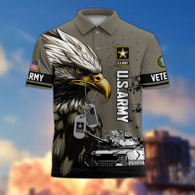 Premium US Veterans Polo Shirt, Gifts For US Veterans, Gifts On Memorial Day, Father's Day, Armed Forces Day, Veterans Day.