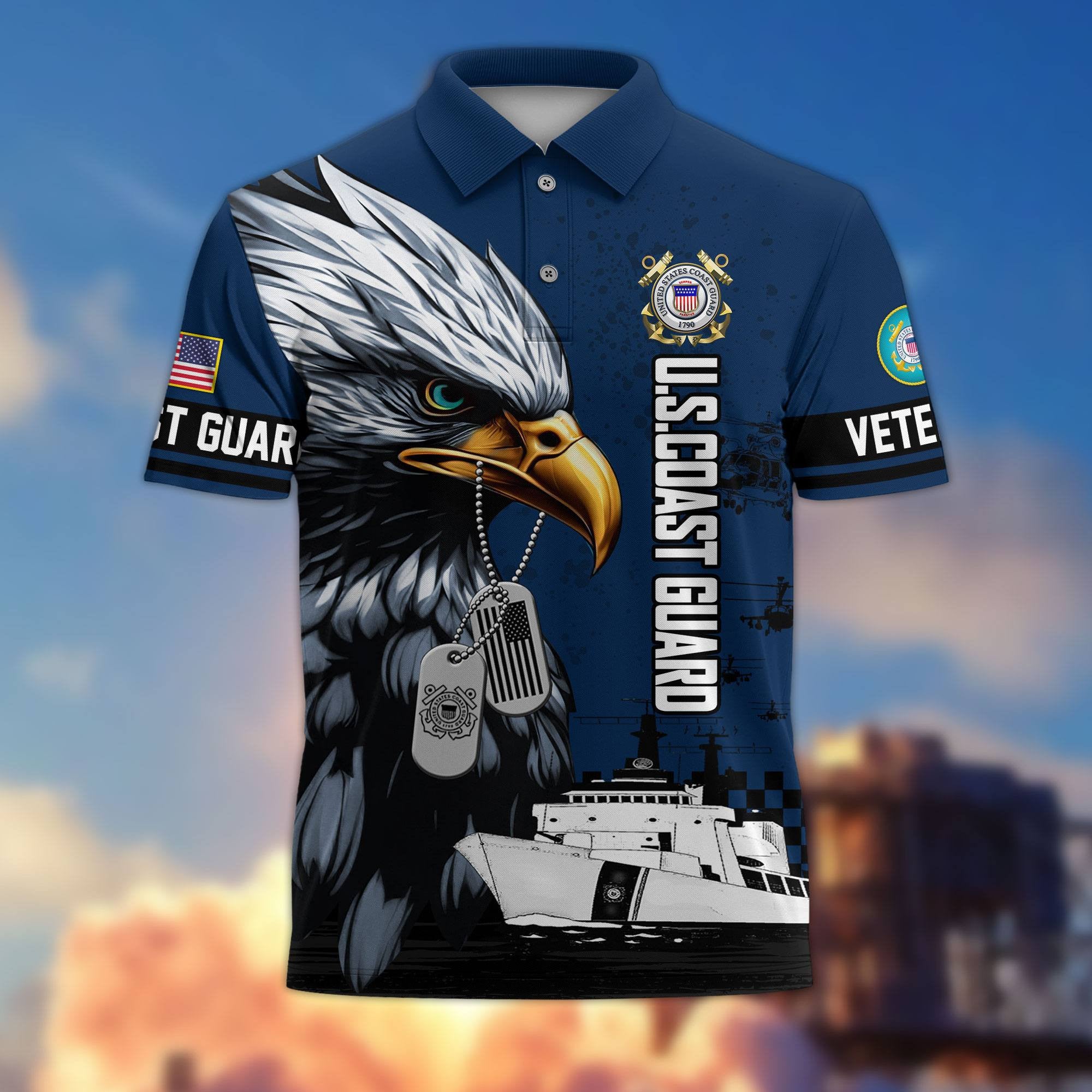 Premium US Veterans Polo Shirt, Gifts For US Veterans, Gifts On Memorial Day, Father's Day, Armed Forces Day, Veterans Day.