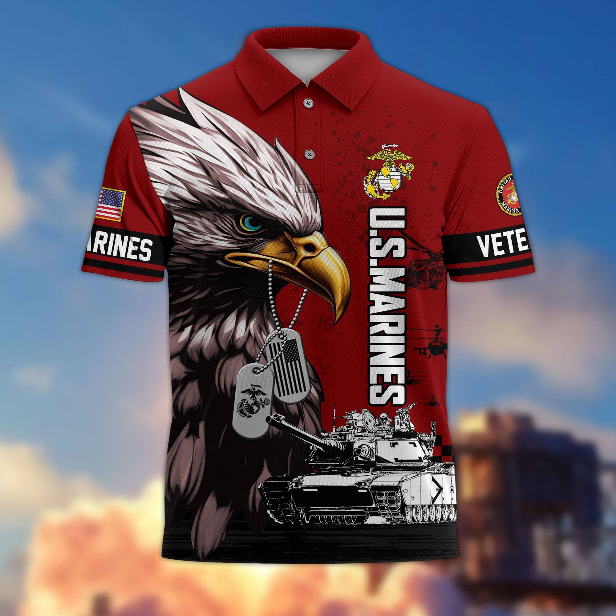 Premium US Veterans Polo Shirt, Gifts For US Veterans, Gifts On Memorial Day, Father's Day, Armed Forces Day, Veterans Day.