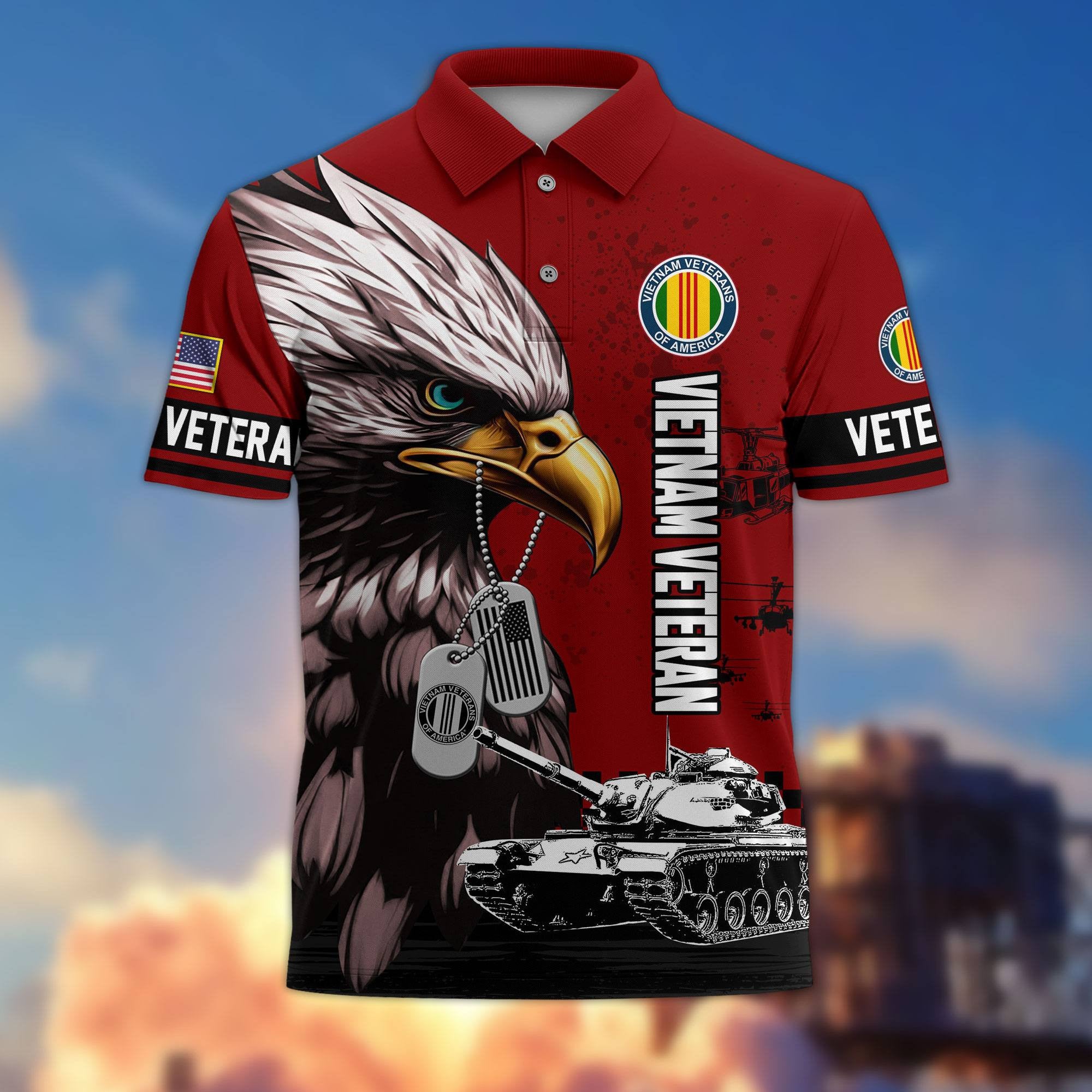 Premium US Veterans Polo Shirt, Gifts For US Veterans, Gifts On Memorial Day, Father's Day, Armed Forces Day, Veterans Day.