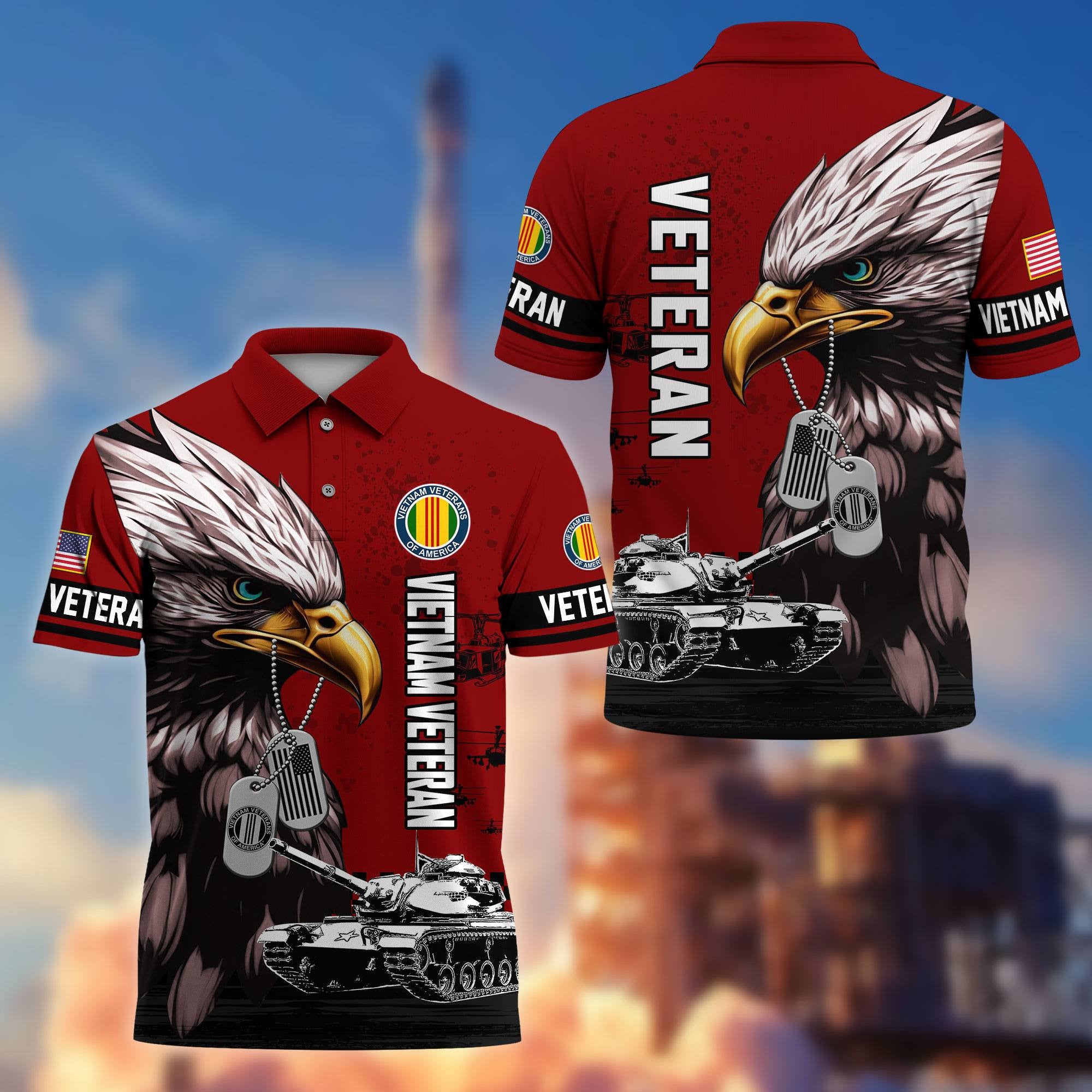 Premium US Veterans Polo Shirt, Gifts For US Veterans, Gifts On Memorial Day, Father's Day, Armed Forces Day, Veterans Day.