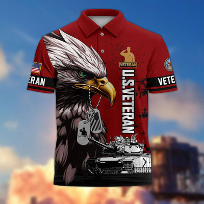 Premium US Veterans Polo Shirt, Gifts For US Veterans, Gifts On Memorial Day, Father's Day, Armed Forces Day, Veterans Day.