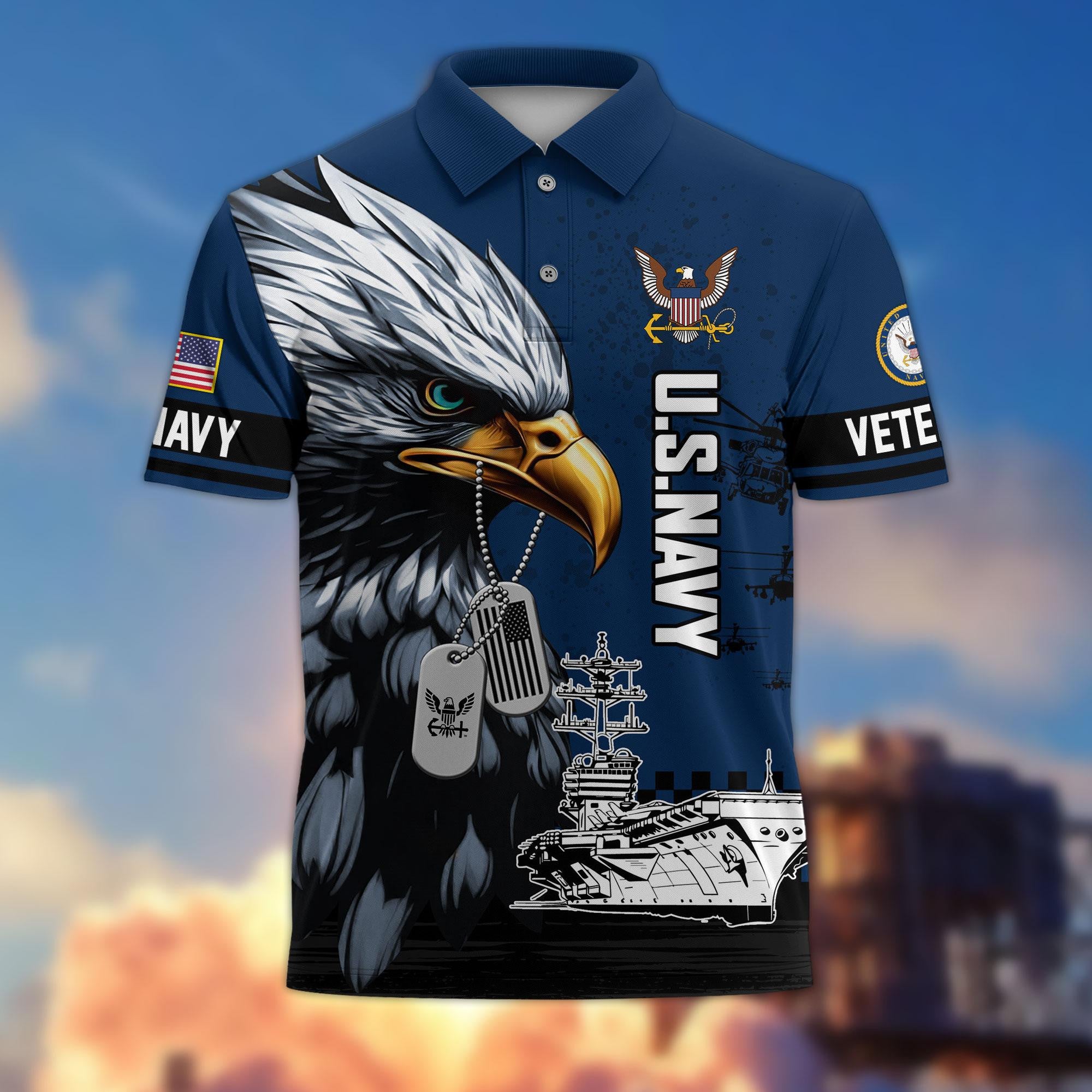 Premium US Veterans Polo Shirt, Gifts For US Veterans, Gifts On Memorial Day, Father's Day, Armed Forces Day, Veterans Day.