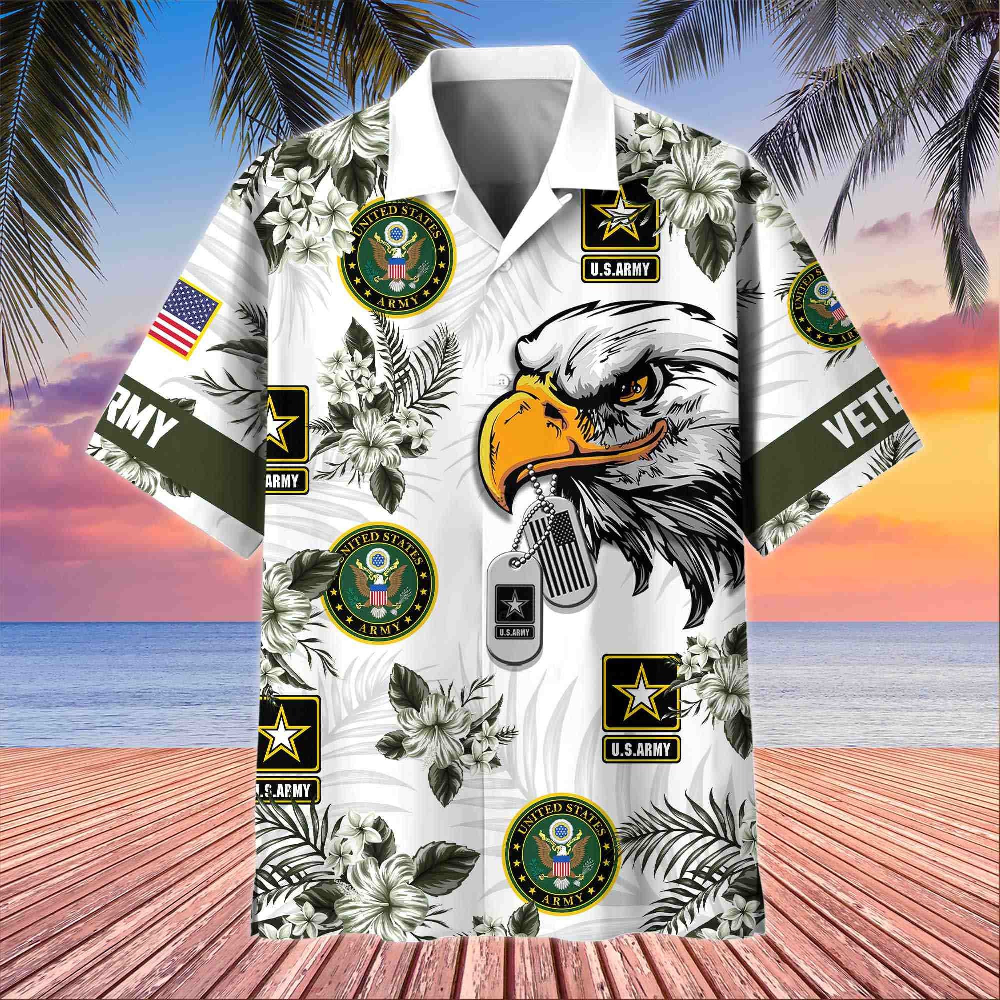 Premium US Veterans Hawaiian Shirt, Gifts For US Veterans, Gifts On Memorial Day, Father's Day, Armed Forces Day, Veterans Day.