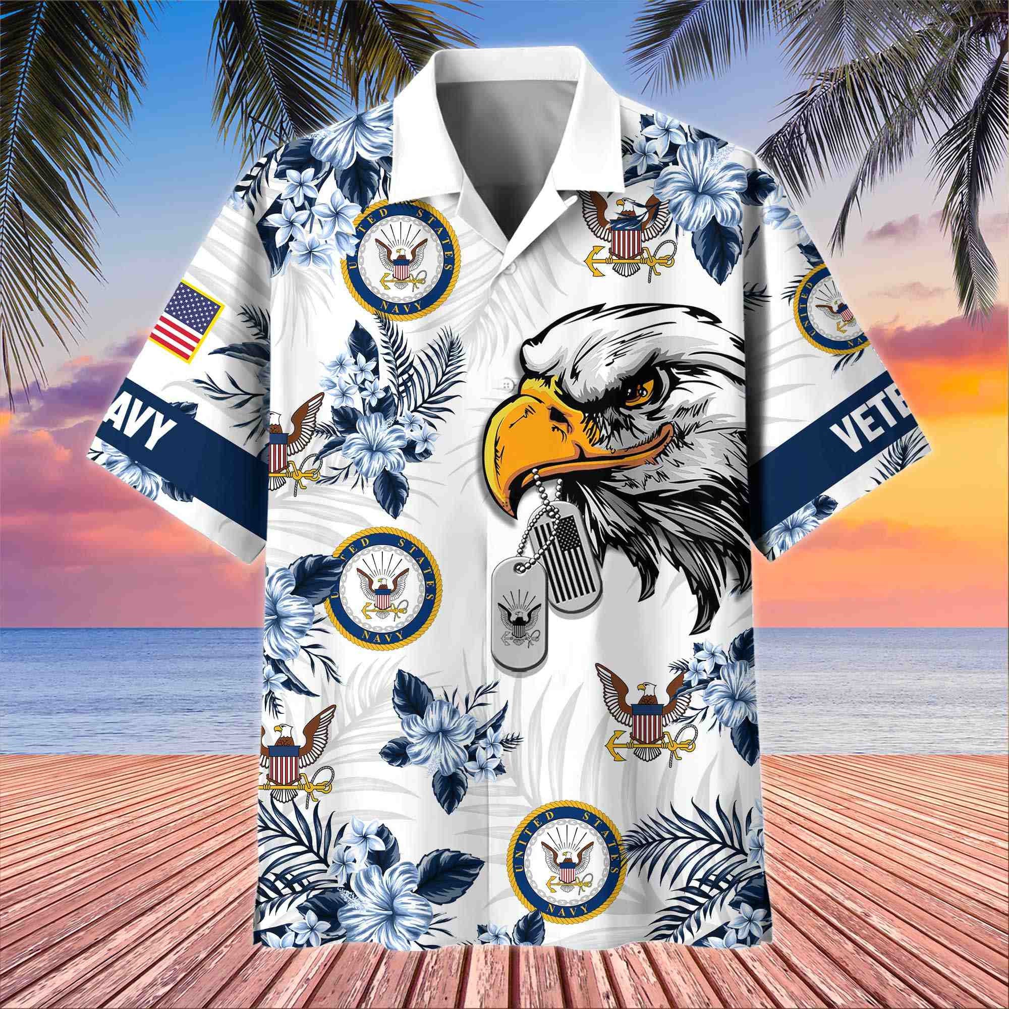 Premium US Veterans Hawaiian Shirt, Gifts For US Veterans, Gifts On Memorial Day, Father's Day, Armed Forces Day, Veterans Day.