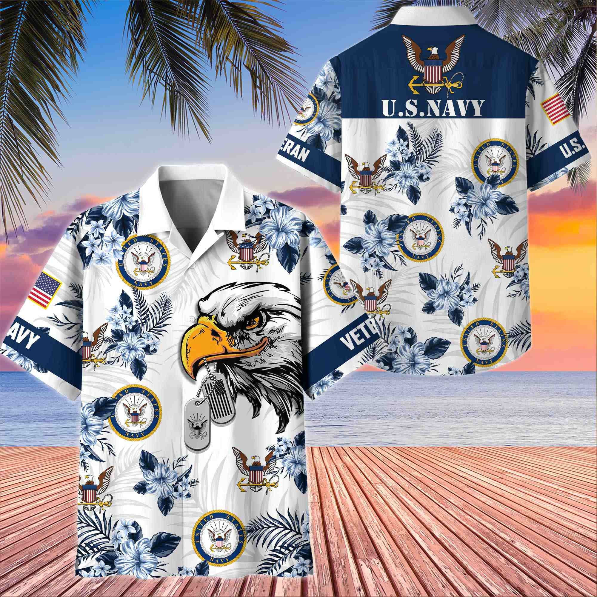 Premium US Veterans Hawaiian Shirt, Gifts For US Veterans, Gifts On Memorial Day, Father's Day, Armed Forces Day, Veterans Day.