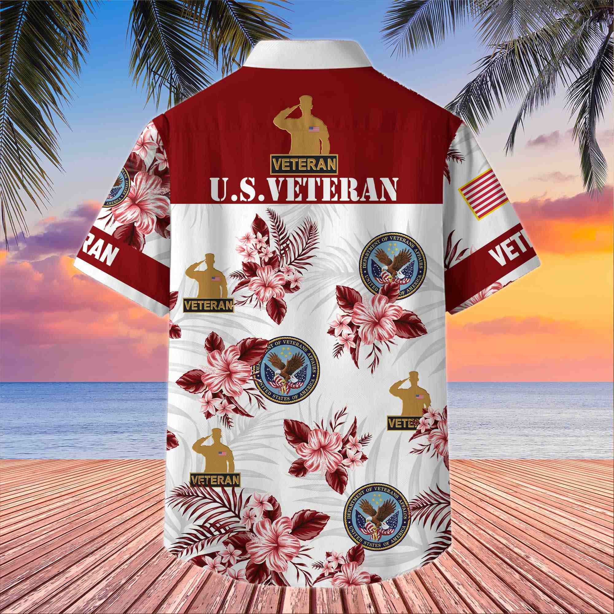Premium US Veterans Hawaiian Shirt, Gifts For US Veterans, Gifts On Memorial Day, Father's Day, Armed Forces Day, Veterans Day.